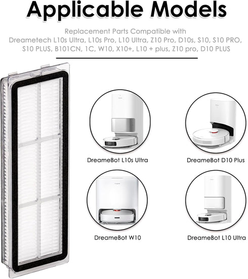 (4 Pieces) HEPA Filter Compatible With Dreametech L10s Ultra, L10s Pro, L10 Ultra, Z10 Pro, S10, S10 PRO, S10 PLUS, B101CN, 1C, W10, X10+, L10 + p...