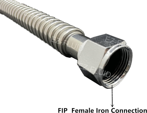 EZ-Fluid 12" x 3/4-Inch FIP x 3/4-Inch FIP, Corrugated Flexible Stainless Steel Water Heater Connector Supply Line for Female Iron Water Pipes Fit...