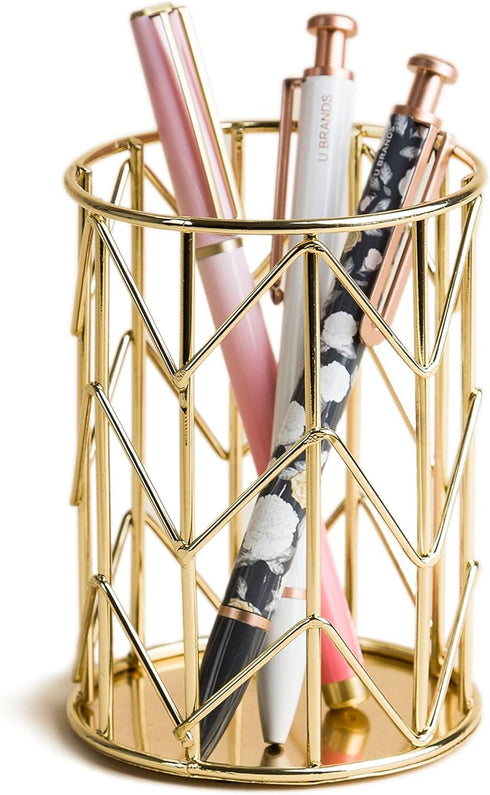 U Brands Pencil Cup, Wire Metal, Gold - 897U06-24...