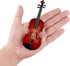 Dselvgvu Wooden Miniature Violin with Stand,Bow and Case Mini Musical Instrument Miniature Dollhouse Model Ornament Home Decoration (5.63"x2.05"x0...