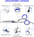 Professional Dog Grooming Scissors Kit, Titanium Coated Dog Scissors for Grooming, 5 in1 Grooming Shears Kit for Dogs Cat Pet At Home...
