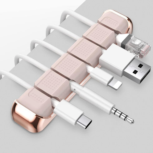 AHASTYLE Cable Organizer Holder 5 Slots Desktop Cord Wire Clips Keeper for Organizing USB Cable/Power Cord/Wire Home Office and Car (Pink)...