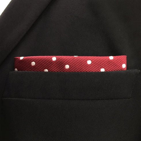 S&W SHLAX&WING Tie Sets for Men Wedding Necktie Red Burgundy Dot Extra Long Matching Pocket Square...