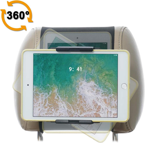 TFY Car Mount Holder, Swivel Car Headrest Mount Holder for Phones and Tablets, compatible with 5 to 10.5 Inch Screens Devices...