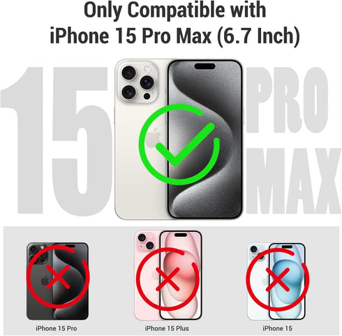 Designed for iPhone 15 Pro Max Case Waterproof with Stand, Shockproof Phone Case with Built in Screen Protector for iPhone 15 Pro Max Black...