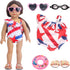 18 Inch Doll Summer Outfits Set, Vibrant Doll Swimming Playset for American doll Girls, includes Doll Bikini Swimsuits, Heart-shaped Sunglasses, G...