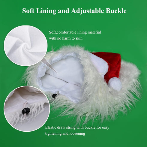 Funny Pet Reindeer Moose Costumes for Dog, Cute Furry Pet Wig for Halloween Christmas, Pet Clothing Accessories (Santa Claus, Size M)...