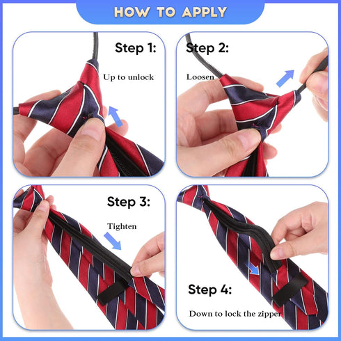 Geyoga 6 Pcs Zipper Ties for Boys Girls Men Women Pre Tied Adjustable Necktie for School Uniform Business Wedding (Classic Style)...