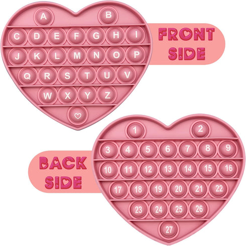 Pink Heart Shaped Pop Bubble Valentines Fidget Toy with Letters and Numbers, Xmas Gift Sensory Toy with Alphabets Kids Birthday Party Classroom Pr...