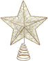 10Inches LED Christmas Tree Topper: Christmas Tree Star Topper Xmas Glitter Gold Hollow Star Treetop Topper Christmas Ornaments for Christmas Tree...
