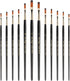 12 Pcs Filbert Paint Brushes Soft Artist Brushes Flat Nylon Bristles Painting Brushes with Wood Handle Paint Brush Set for Acrylic Oil Watercolor ...