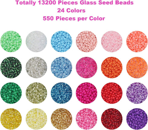 EuTengHao 13200Pcs Glass Seed Beads Small Craft Beads Small Beads for DIY Bracelet Necklaces Crafting Jewelry Making Supplies with Two 0.6mm Clear...