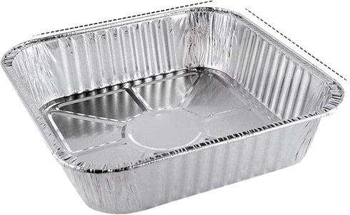 FUNSTITUTION Aluminum Foil Pans 8x8 Inches (30 Pack) - Tin Foil Pans with High Heat Conductivity - Disposable Aluminum Tray Cookware For Baking, G...