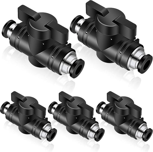 Boltigen 5Pack Pneumatic Push to Connect Ball Valve, 1/4”ODx 1/4“OD Quick Connect Air Control Fittings, 1/4"Air Flow Control Valve, Straight Tube ...