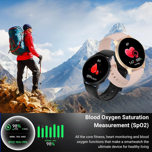 Holiday Smart Watches for Women Men, 1.32” Full Touch Screen Heart Rate/Sleep Monitor/Pedometer, IP68 Waterproof Fitness Watch for Android iOS Pho...