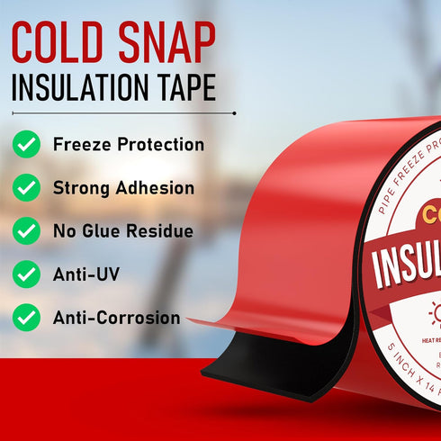 Redford Supply Co. 5 Inch Pipe Insulation Tape - Weather Resistant Water Pipe Wrap Tape - Outdoor Water Pipe Insulation Wrap, Insulation Tape for ...