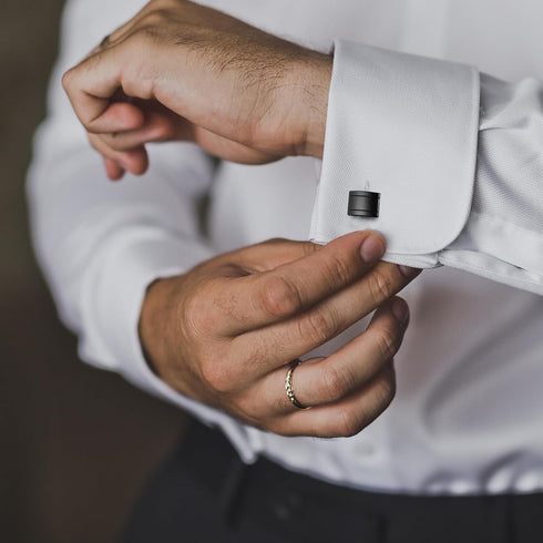 Black Cufflinks Rectangle Matte Solid Color Cuff Links for Men for Wedding Business Groom Best Man...