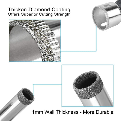 Glass Drill Bit Set,5 pcs Diamond Bits Hole Saw Bottle Extractor Remover Tool for Ceramics,6-14mm Set Drilling Granite Porcelain Tiles Pot Lamp Qu...
