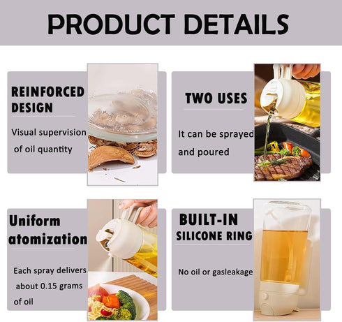 16oz Olive Oil Dispenser, 2 in 1 Oil Sprayer for Cooking?470ml spray bottles?oil dispenser for kitchen?Salad,BBQ...
