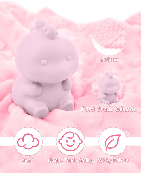 Baby Security Blanket,Soft Lovey Blanket Unisex Lovie Baby Gifts for Newborn Boys and Girls Snuggle Toy Stuffed Animal for Infant and Toddler (Pin...