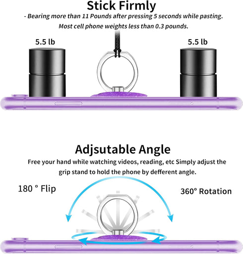 Bling Glitter Phone Grip, Cat Cell Phone Ring Holder Stand Purple for Women Girls, Compatible with Smartphone, Tablet, E-Reader, Etc (PU) (Cat PU)...