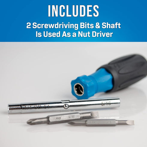 Jonard Tools SD-61 Multi-Bit 6-in-1 Screwdriver with Comfort Grip, 7 1/2" Length...