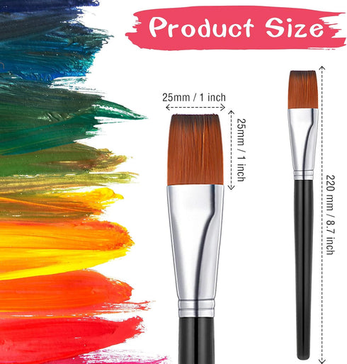 1 Inch Flat Head Paint Brushes Bulk Watercolor Acrylic Paint Brush Synthetic Nylon Hair Paintbrush Artist Painting Brush for Kids Detail Painting ...