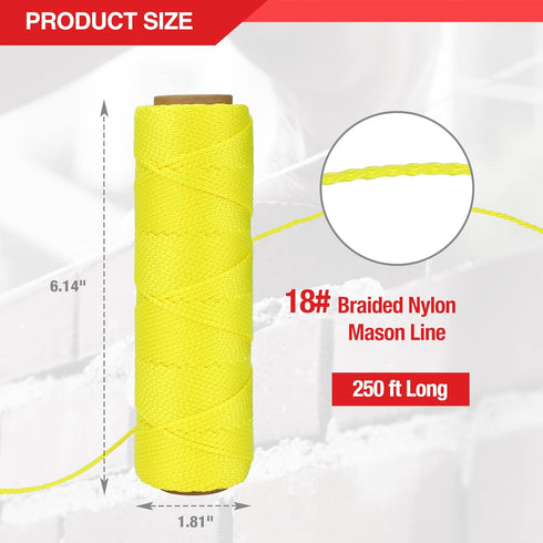 Goldblatt Mason Line,250 Feet #18 Braided Nylon String Line, Nylon Twine for Gardening or Masonry Tools, Perfect Construction String for A String ...