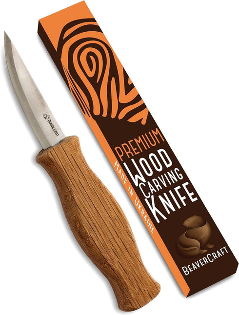 BeaverCraft Wood Carving Knife for Whittling Sloyd Knife C4 3.14" Wood Whittling Knife for Roughing Wood Carving Chisel Knife for Beginners and Pr...