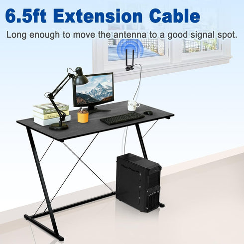 Eightwood PC WiFi Antenna Dual Band 2.4GHz 5GHz RP-SMA WiFi Antennae with 6.5 Feet Extension Cable for PC Desktop Computer PCI PCIe WiFi Bluetooth...