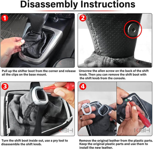 KBH Car Gear Shift Knob Boot Cover for Hummer H3 2005 2006 2007 2008 2009 2010 2011, Vinyl Leather Upholstery, Shifter Dust Covering Skin Replacem...