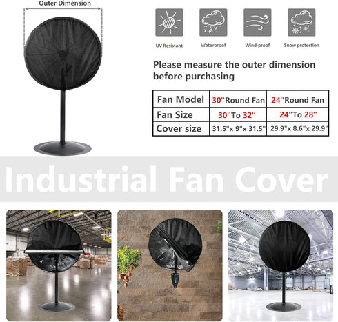 Industrial Fan Cover, Waterproof Outdoor Fan Covers, Compatible for 20-24 Inch Wall Mount Fan and Pedestal Fan, Heavy Duty 600D oxford Dustproof F...