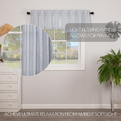 VHC Brands Sawyer Mill Blue Valance Curtain Lined Farmhouse Stripe for Kitchen or Dining Room Windows 16x72...