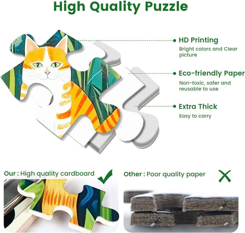 Puzzle for Adults 300 Pieces-Cats and Flowers-Jigsaw Puzzle Featuring Cats being Their Cute Selves in Flower Arrangements-Thick, Sturdy Pieces Cha...