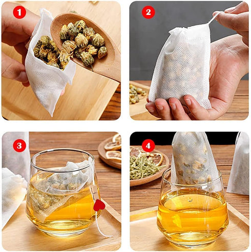 Tea Filter Bags with Free Tea Spoon, Safe & Natural Material, Disposable Tea Infuser for Loose Leaf Tea, Coffee, Spice, Herbs (200 pcs)...