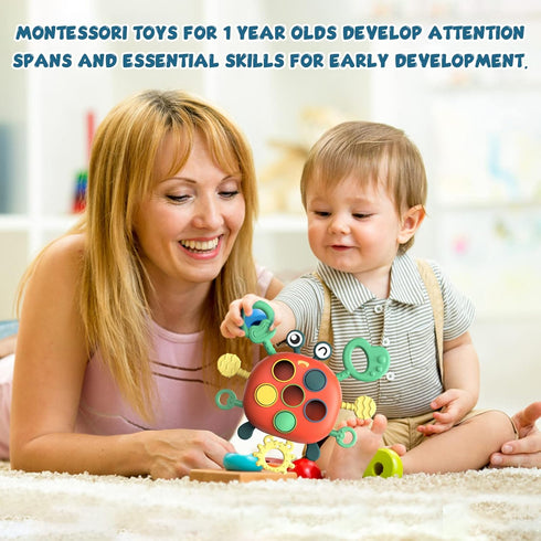 Montessori Toy for 1 2 3 4 Year Old Toddlers - Educational Activity Birthday Gifts Developing Sensory Toys for Pull String Activity Motor Skills -...