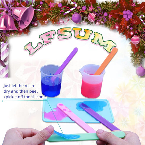 4 PCS Silicone Stir Sticks, Reusable Silicone Popsicle Sticks for Mixing Resin, Epoxy, Liquid, Paint, Making Glitter Tumblers(4-Silicone Stir Stic...