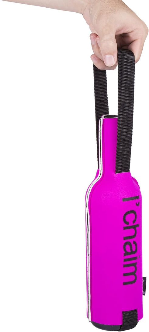 Creative Home Neoprene Single Wine Carrier Champagne Bottle Protective Travel, Gift Bag, 5-1/8" W x 11-3/4" H, Pink...