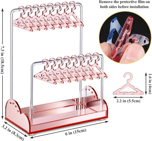 NiHome Acrylic Earring Holder Stand with Organizer Tray for Home, Store, Exhibition - Mirror-Finish 2-Tiered Display with 16 Mini Hangers for Tang...