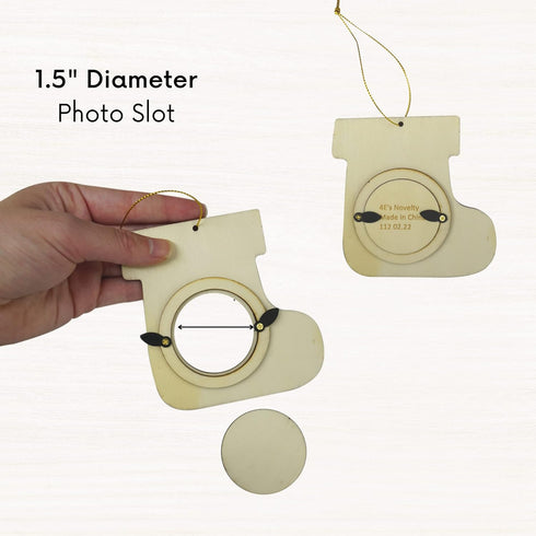 4E's Novelty DIY Wooden Picture Frame Christmas Ornaments Crafts (12 Pack) Bulk Unfinished Wood Ornaments to Paint for Adult & Kids...