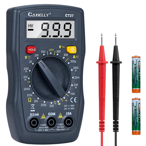 Multimeter Tester 2000 Counts Digital Multimeter with DC AC Voltmeter and Ohm Volt Amp Meter ; Measures Voltage, Current, Resistance; Tests Live W...