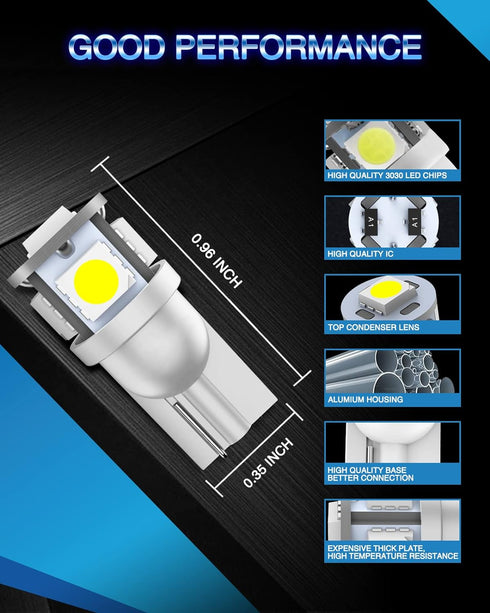 Marsauto 194 LED Bulbs 168 T10 2825 5SMD LED Bulbs Car Dome Map License Plate Lights Lamp White 12V (Pack of 2)...