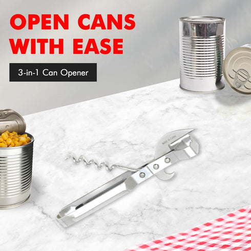 Chef Craft Select 3-in-1 Can Opener, 6 inches in length, Stainless Steel...