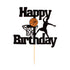 Unimall Basketball Happy Birthday Cake Topper Basketball Scene Themed Cake Fruit Picks for Man Boys Father Birthday Event Party Supply Black Glitt...
