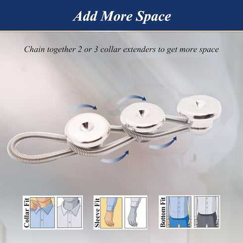 OURUI Button Extender Collar Extenders for Men Dress Shirts, Metal Neck Extender 1/2” Size Expansion for Shirt Coat Suits Pants, 6 Pack Silver...