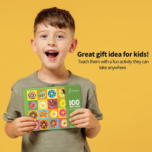 100 Piece Donuts Jigsaw Puzzle for Kids Teens Age 4-8 Gift Family Time Unique Shapes...