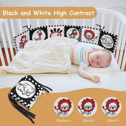 Vicloon Black and White High Contrast Baby Toys, Soft Baby Book for Newborn 0-3-6-12 Months, Infant Tummy Time Toys, Early Education Sensory Toys,...
