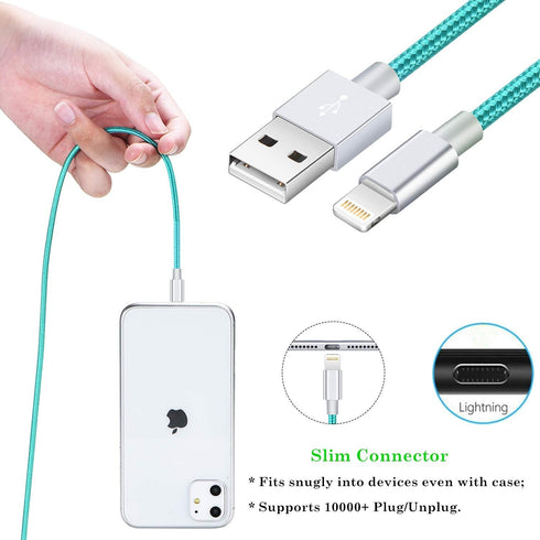 iPhone Charger 6ft 3Pack MFi Certified Lightning Cable Nylon Braided USB Charging/Data Sync Cord Compatible with iPhone 12/11/X XS XR/8 7 6 6s Plu...