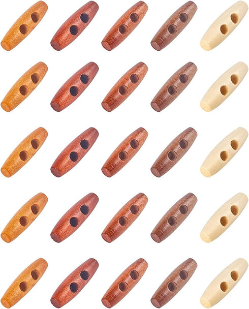 NBEADS 100 Pcs Wooden Buttons Oval Double Hole Buttons 2 Holes Horn Toggle Buttons Sewing Buttons for DIY Clothing Sewing Accessories...