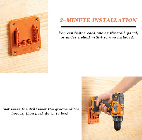 5 Packs Tools Drill Mount Holder, Fit for RIDGID 18V Li-ion Drill Tools Holder Dock Hanger with 20 Screws(No Tool)...